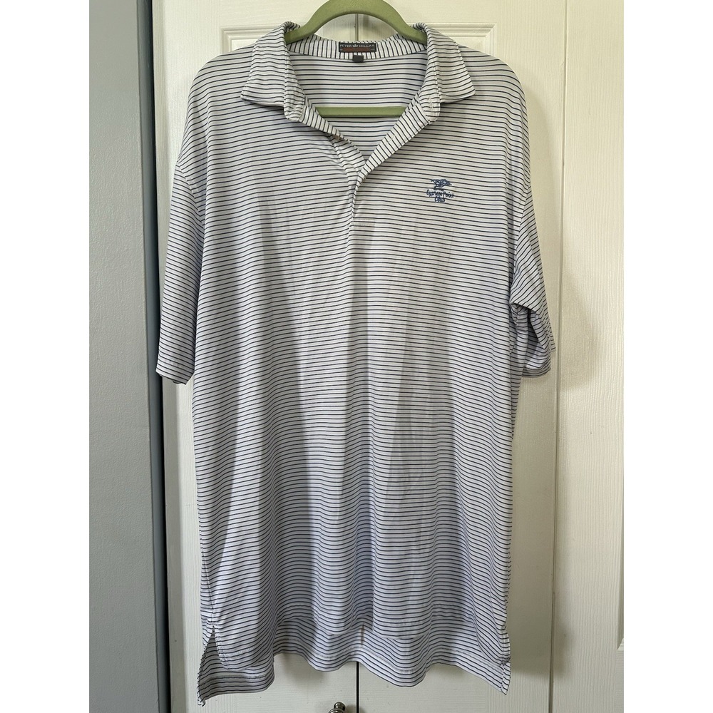 PETER MILLAR SUMMER COMFORT Golf Polo Shirt CYPRESS POINT CLUB  XL White Blue